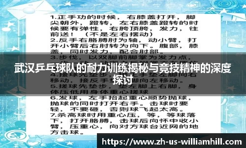 武汉乒乓球队的耐力训练揭秘与竞技精神的深度探讨